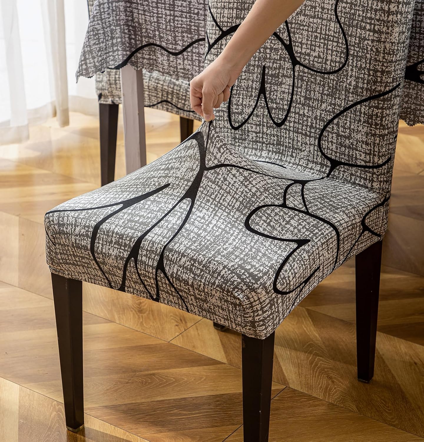 Grey Bloom Chair & Table Cover