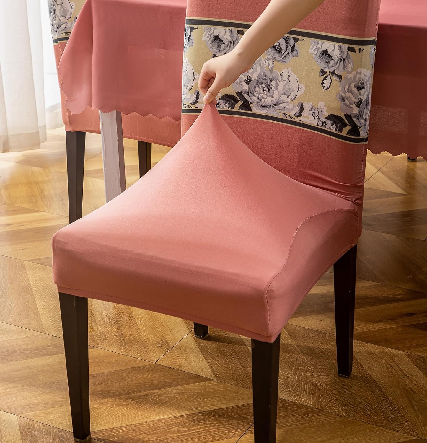 Peach Florals Chair & Table Cover