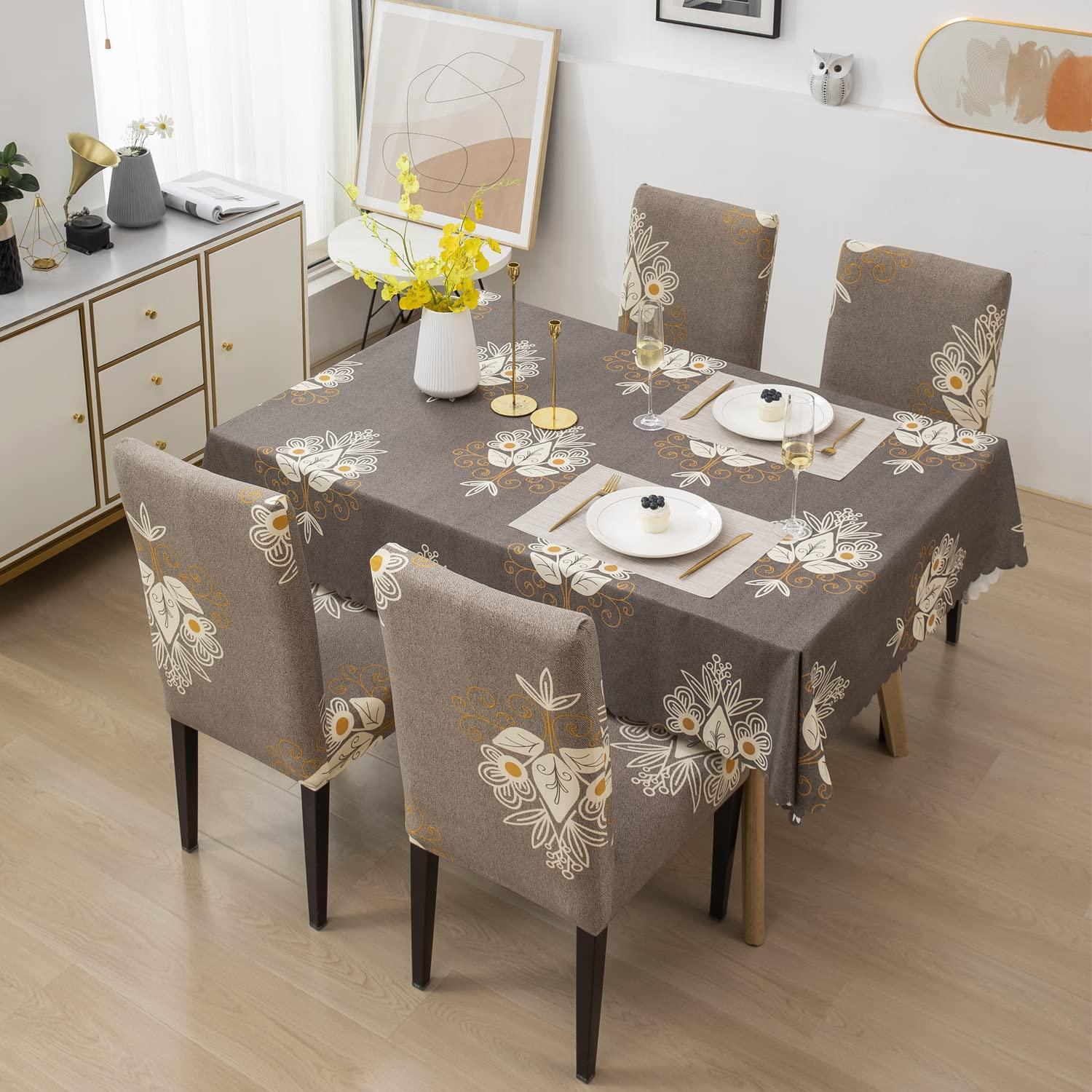 Beige Brocade Chair & Table Cover