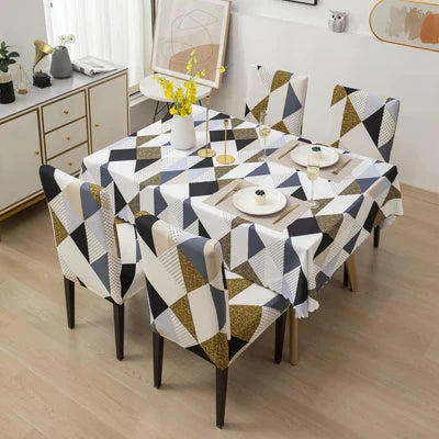Geometric Brown Chair & Table Cover